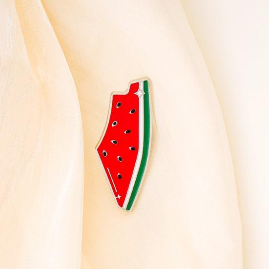 Brooch Pin Lightweight Zinc Alloy Watermelon Shape Badge Smooth Surface Lasers Cut Design Pin Lapel Accessory