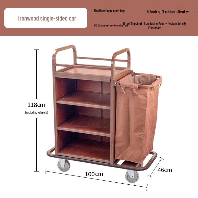 Hotel Linen & Room Service Cart – Stainless Steel Double-Sided Trolley for Cleaning & Sanitation.