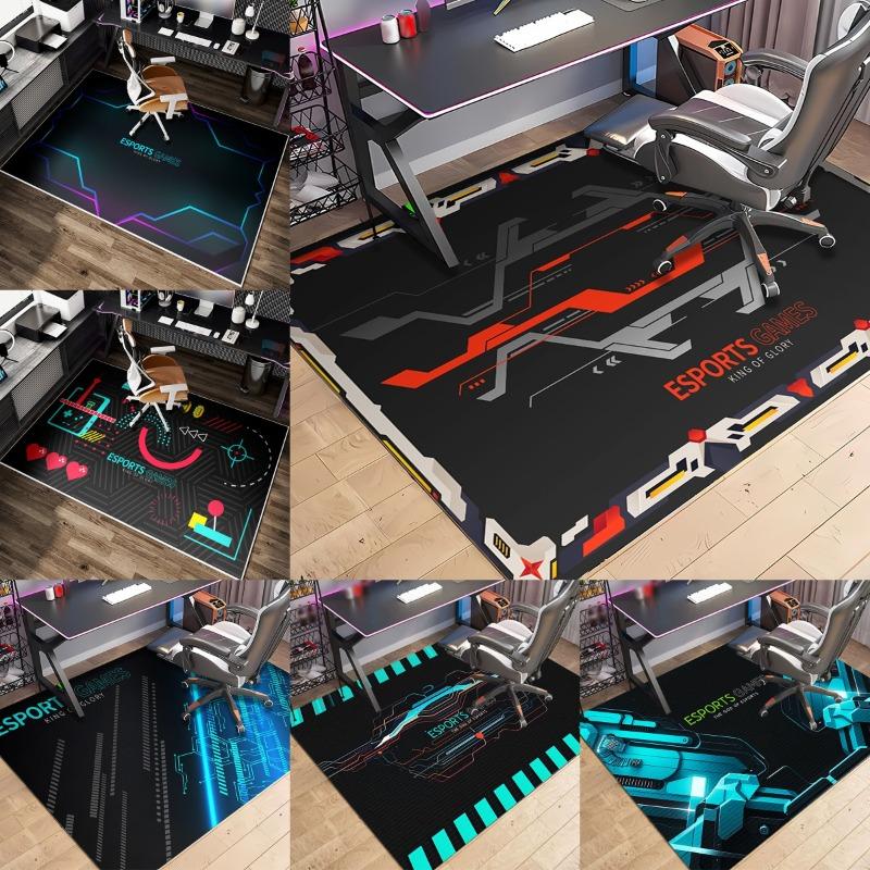 Gaming Esports Neon Lights Geometric Controller Pattern Carpet Mat for Boys Bedroom Gaming Living Room Home Decoration Rug