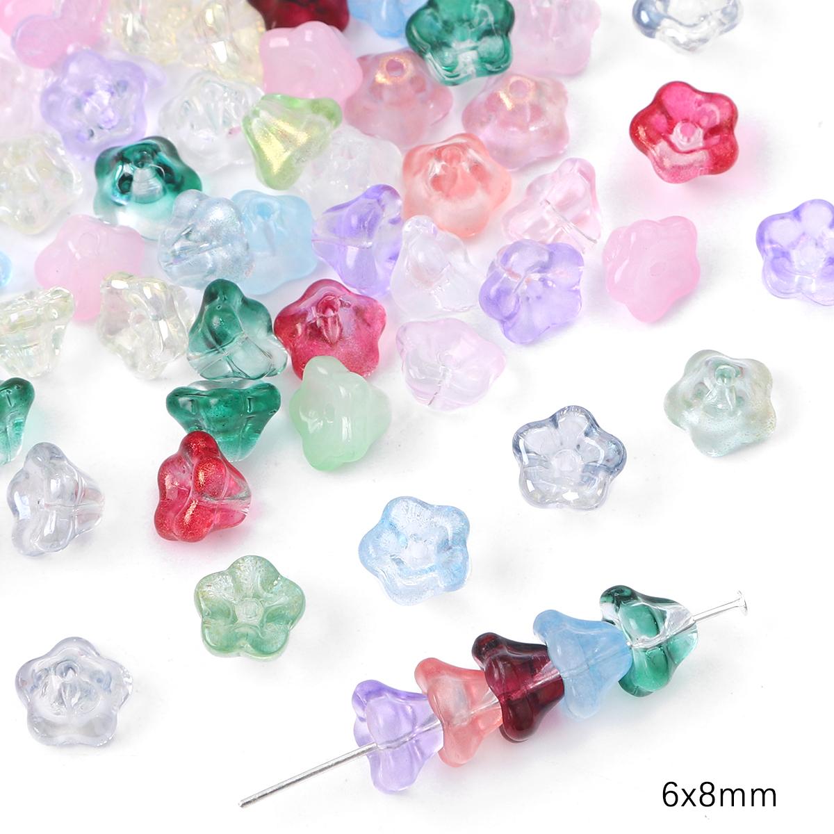 

20 шт. стеклянные бусины в форме ракушки, цветок, геометрическая подвеска для DIY, ожерелье, браслет, серьги, изготовление ювелирных изделий, аксессуары для рукоделия 6x8mm