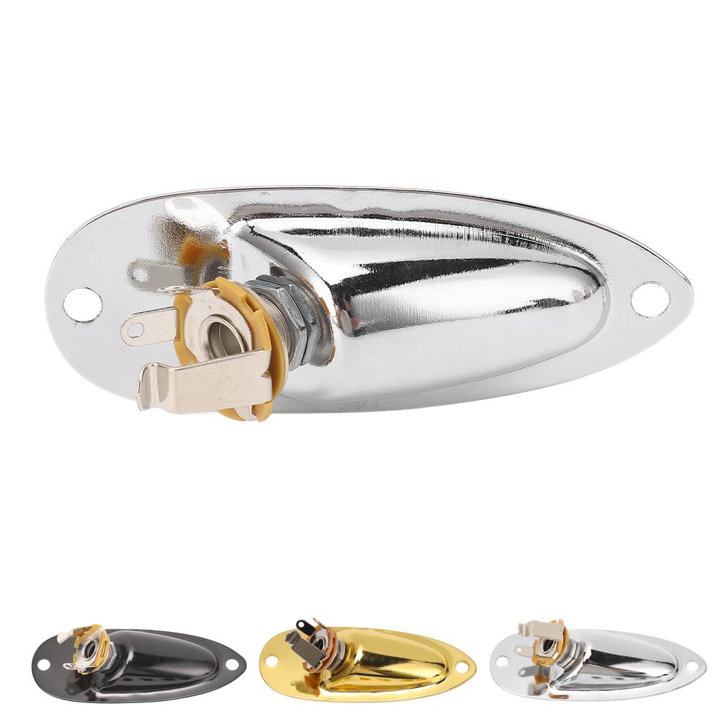 Guitar Input Jack Boat Style 6.35mm Metal Electric Guitar Input Output Socket with 2 String Fixators