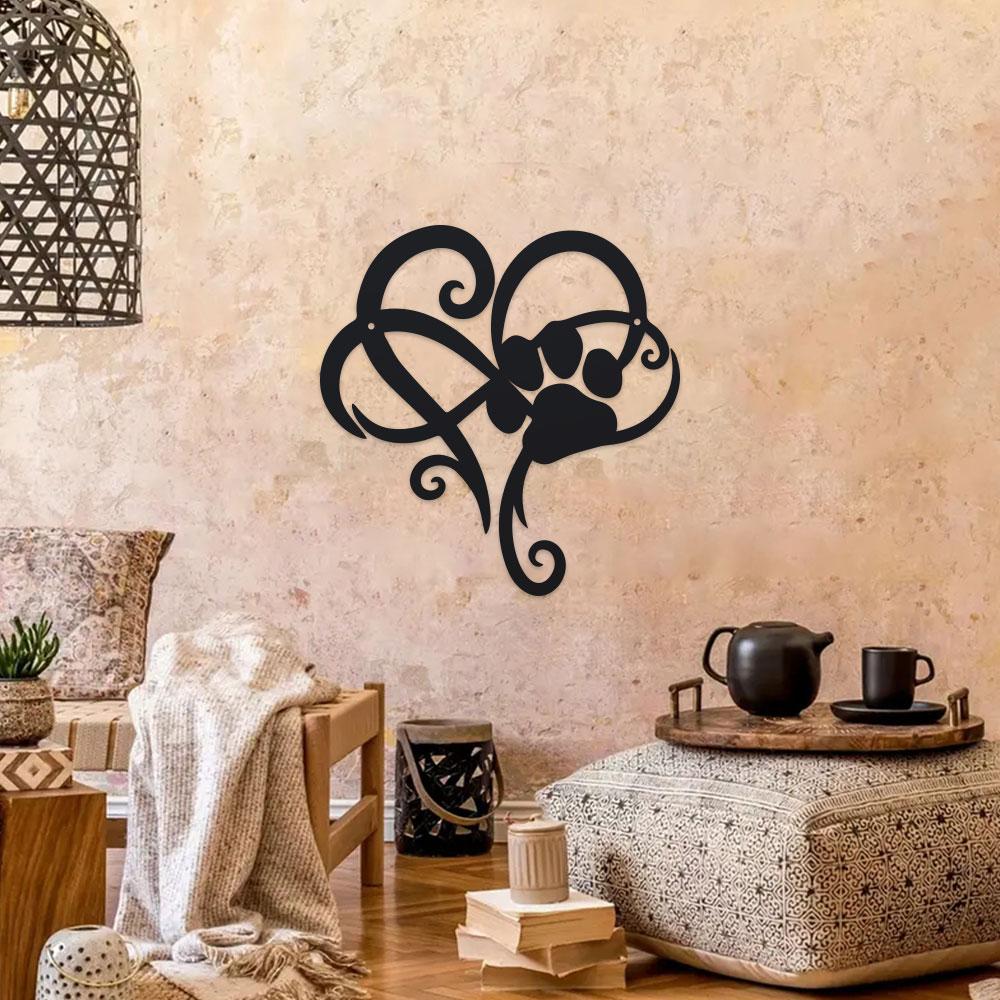 Perfect Memorial Gift for Pet Lovers - 1pc Metal Heart-Shaped Paw Print Metal Wall Art for Indoor/Outdoor Decor