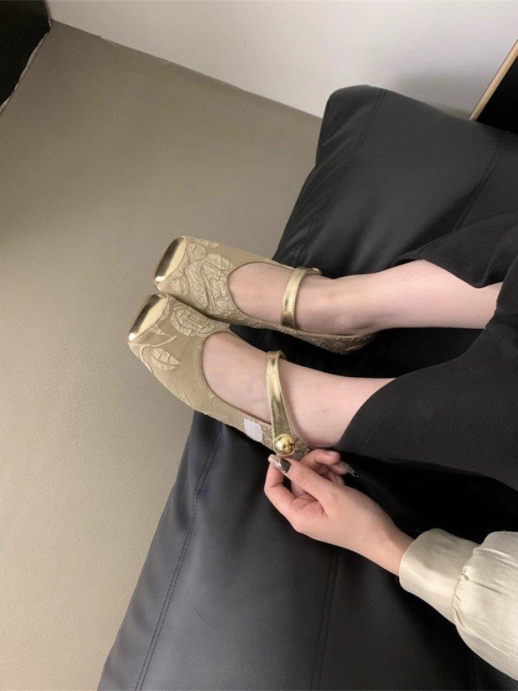 

Женские туфли Мэри Джейн в стиле ретро, модные и удобные, весенние, чонсамы, нежные туфли для бабушки, одинарные туфли 40 абрикосовый