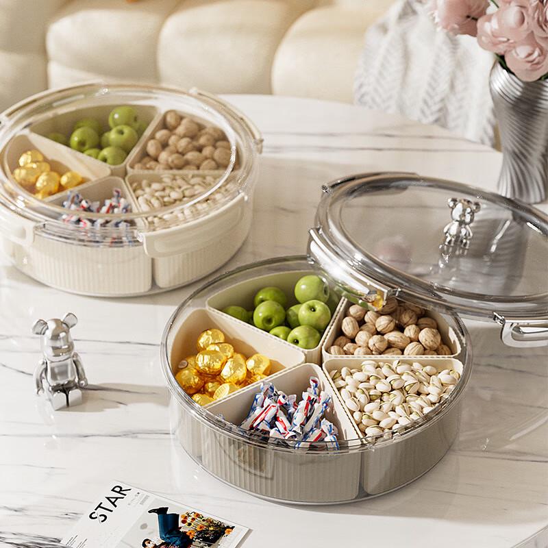 Divided Snack and Candy Serving Tray with Silver Handle