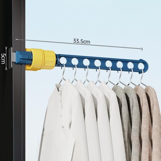 8-Hole Clothes Hanger Rack Window Frame Mount Portable Adjustable Heavy Duty Travel Clothing Drying Holder Organizer