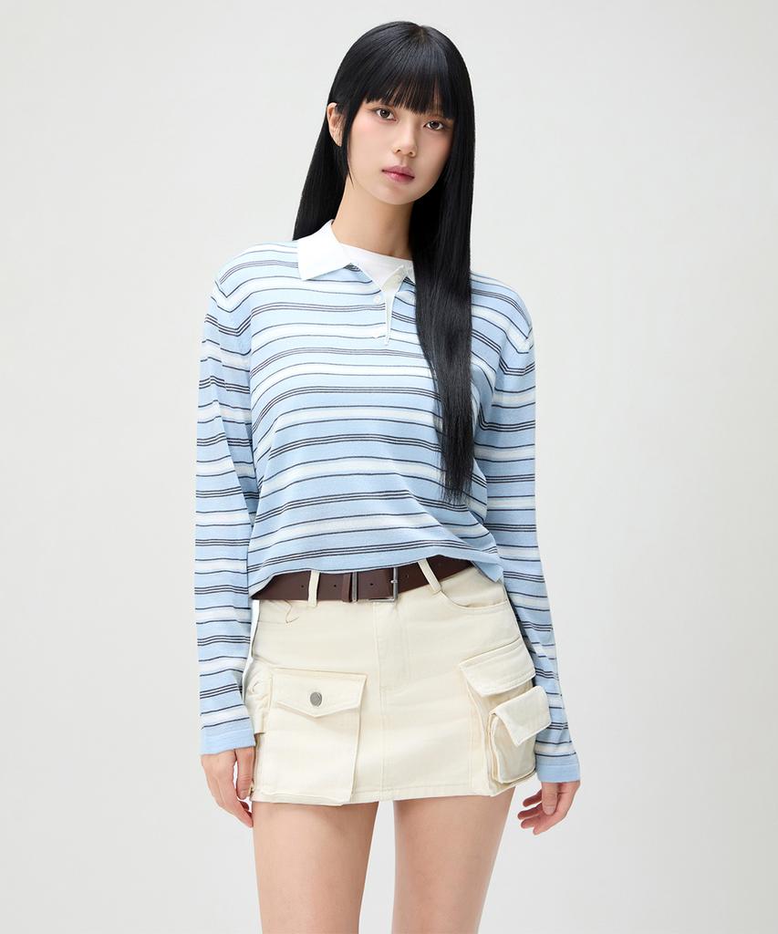 MIXXO Collared Striped Summer Knit_Miwkag56Ss