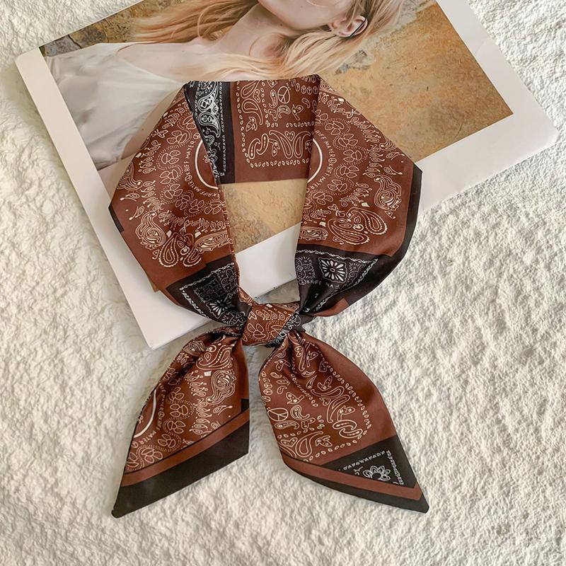 New Luxury Narrow Short Silk Scarf for Woman Skinny Scarves Paisley  Hairband Small Bag Tie Hangbag Handle Ribbon Kerchief