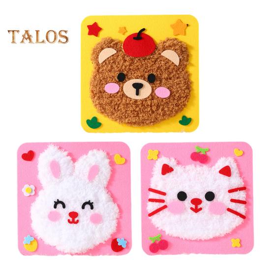 

3 шт. Набор для вышивки кукол с мультяшными животными, сделай сам, ручная работа, для начинающих, детей, взрослых, пряжа, кошка, кролик, медведь, набор для шитья, для малышей, развивающая игрушка для плетения 3pcs