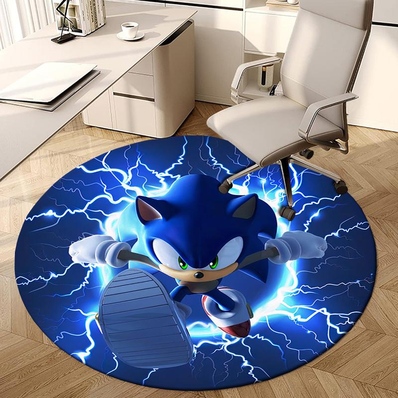 1pc Sonic the Hedgehog Lightning Speed Round carpet, Made of Polyester,Perfect for Decorating Office Chairs, Living Rooms, A Vibrant Decorative Rug