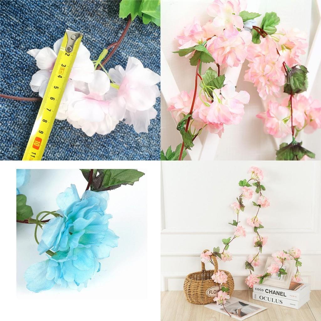 Lifelike Silk Cherry Flowers Garland For Weddings And Home Decoration 2.2m