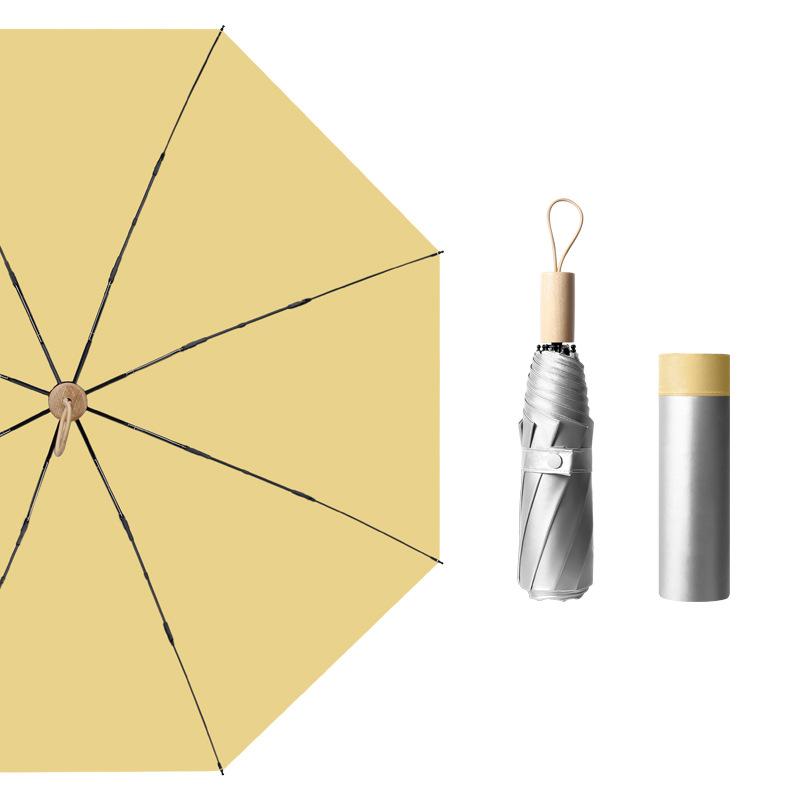 190T Simple Titanium Silver Adhesive Women's Sun Protection Umbrella UV Folding Sun and Rain Dual Use Sunshade Umbrella