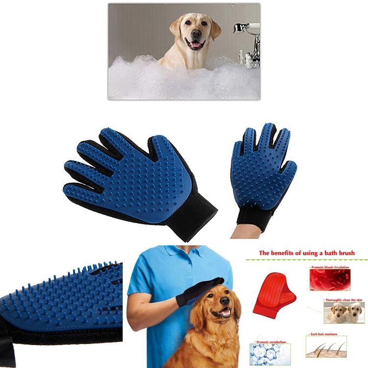 Versatile Pet Dog Cat Bath Brush Comb Rubber Glove With Comfortable Massage Fabric