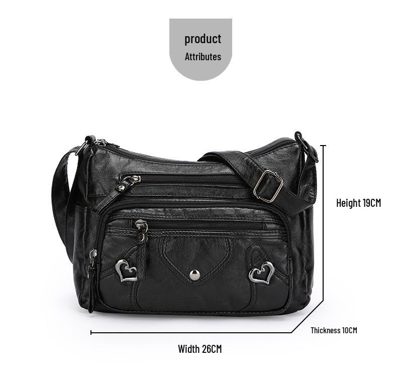 Elegante Mehrschichtige Umhängetasche aus Weichem Leder für Mütter mittleren Alters und ältere Mütter