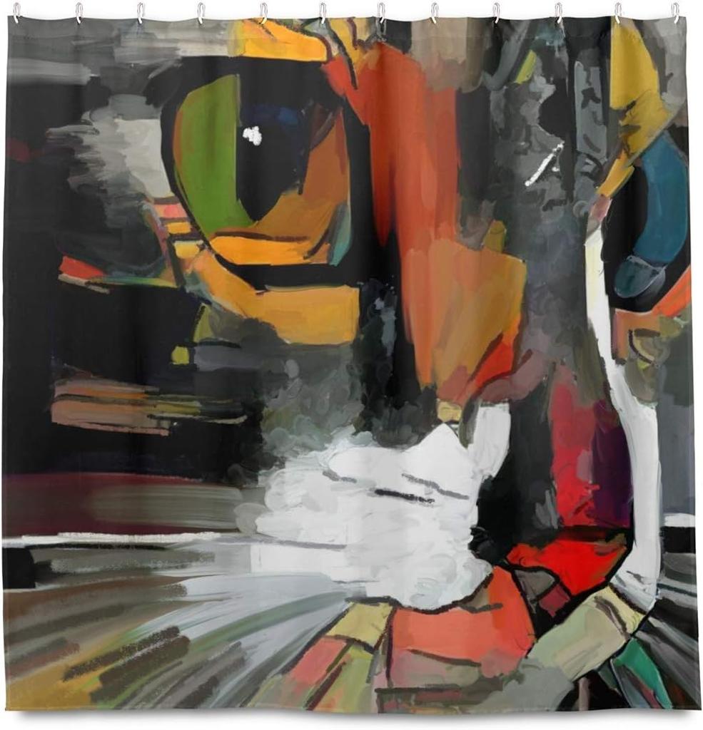 Funny raccoon shower curtain, animal themed pattern printed durable waterproof shower curtain bathroom decoration, 12 hooks