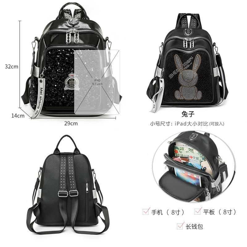 Rucksack Damen Heißer Diamant Pailletten Mode Punk Hohes Gefühl Große Kapazität Reise Persönlichkeit Tasche Baigou Rucksack