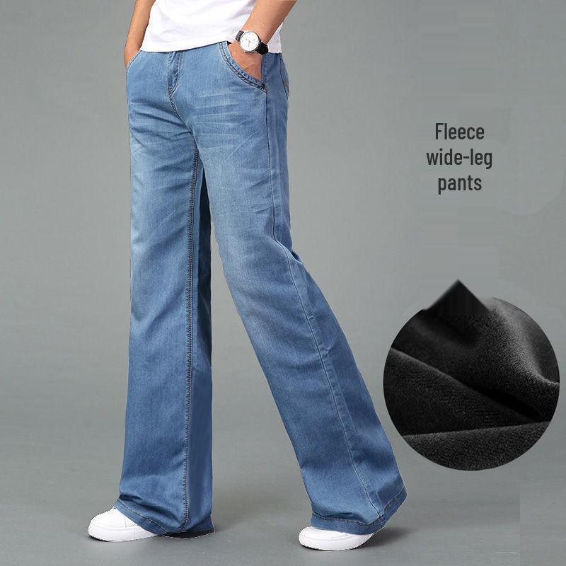 Herren Verdickte Fleecegefütterte Weitbeinige Jeans - Koreanischer Stil Winter Freizeitkleidung