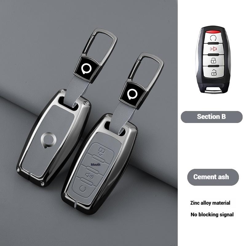 Zinc Alloy Genuine Leather Auto Key Fob Cover Case Fit For Great Wall Ower GWM P Series Pickup Great Wall Poer Truck Key Ring Accessori