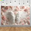 Pink White Art Flowers Butterfly Wing Backgrounds for Photographs Baby Shower Newborn 1st Birthday Party Decor Photo Backdrop