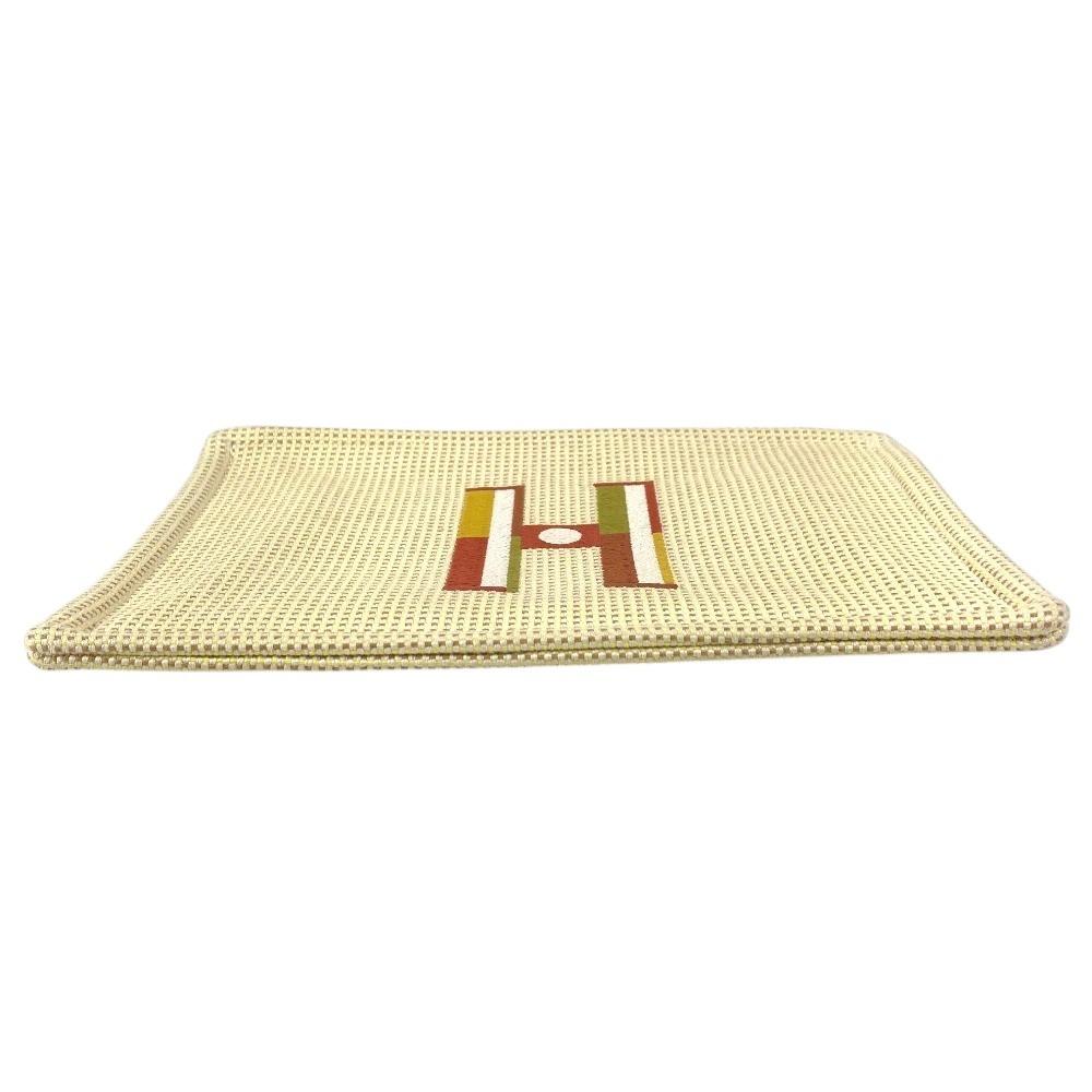 HERMES Flat pouch with embroidery "Fauble Corner" PM Cosmetics Pouch Clutch Bag