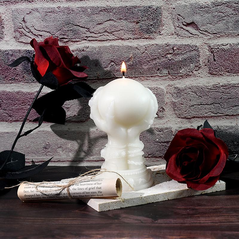 Růže na ruce silikonové formy na svíčky kutily Ghost Claw Démon Ruka držící míček Vonící Forma na výrobu Halloweenských dárků Řemeslná párty Dekor