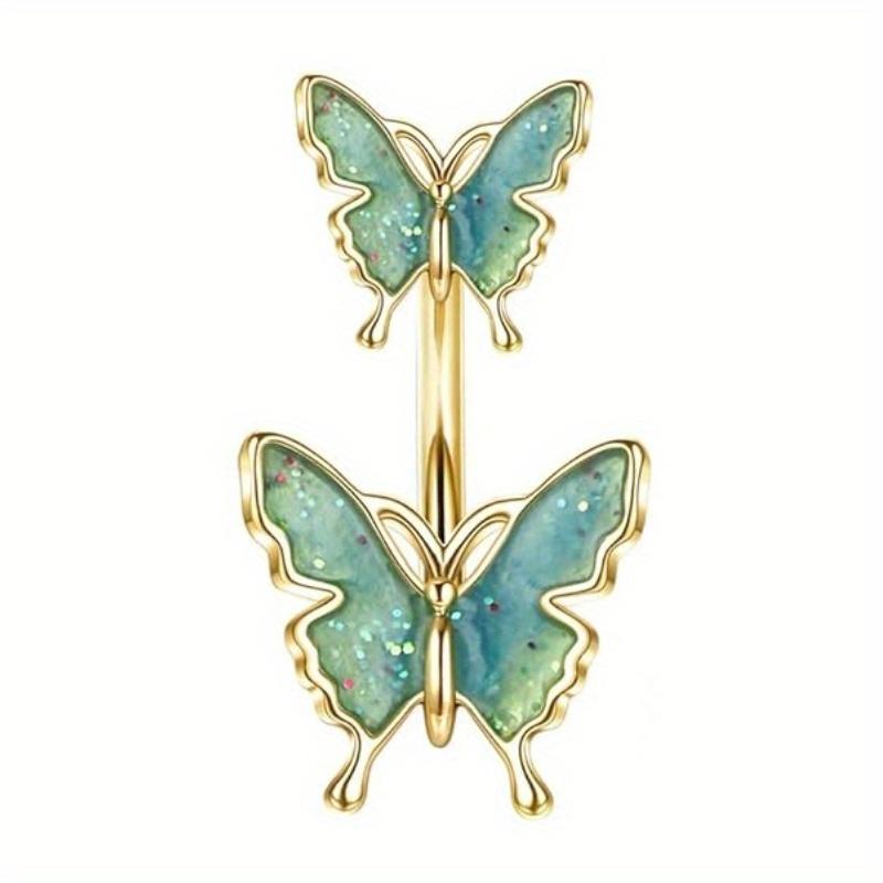Bobisty 316L Surgical Steel Belly Button Ring Cute Butterfly Dangle Navel Piercing Jewelry for Women