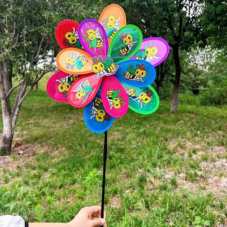 Colorful Glitter Insect Double-Layer Pinwheel Outdoor Toys
