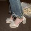 Fashion Princess Beautiful Block Heel Bridal Shoes Bow Heels Summer 2025