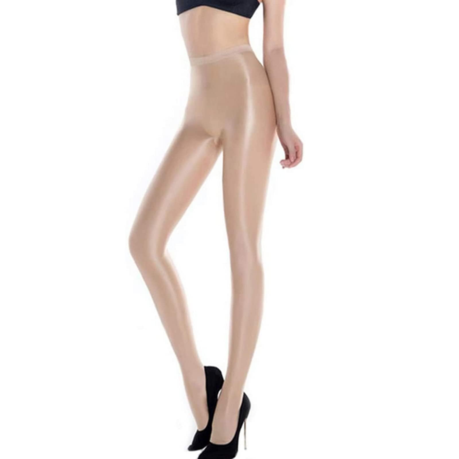 

Women S Sheer Reflective Shiny Silk Pantyhose 70D Flash Oil Bright Shaping Dance Stockings Tights M
