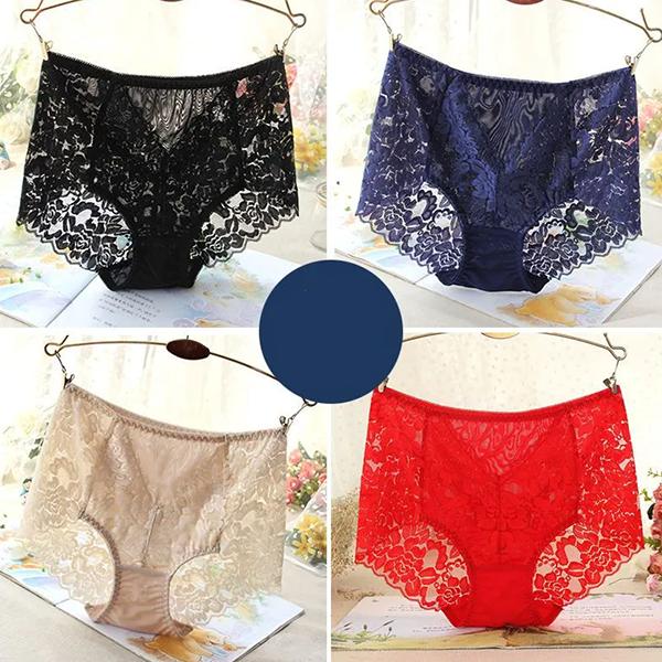 

WTEMPO High Waist Soft Seamless Lace Patchwork Underpants Women s All-Season All-match Large Size Causal Elastic Briefs Ladies Panty Sets L