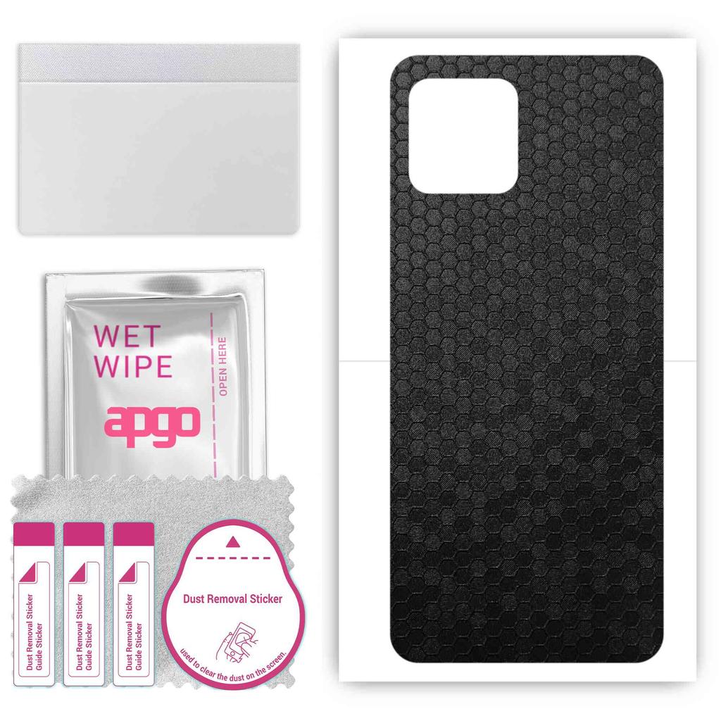 apgo Protective Skin Sticker for the back compatible with Infinix Hot 11 2022, Wrap Film, Foil, Vinyl - Pattern Black Honeycomb