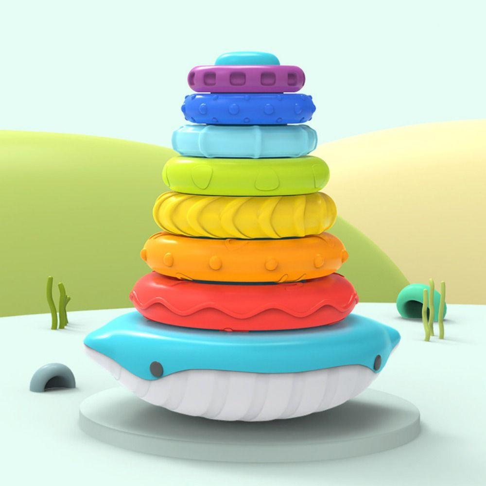 Montessori Toy Rainbow Stacker Baby Toy Irregular Square Stacking Rainbow Tower  Kids