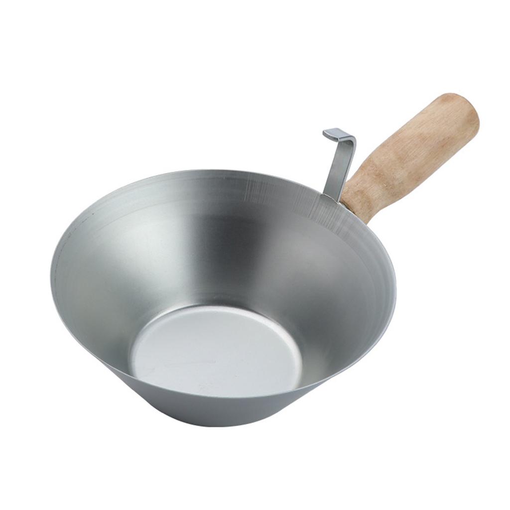 Stainless Steel Mud Pans With Wood Handle Heavy Duty Drywall Plaster Mud Pans Scraping Bar Scoops for Plastering Tools