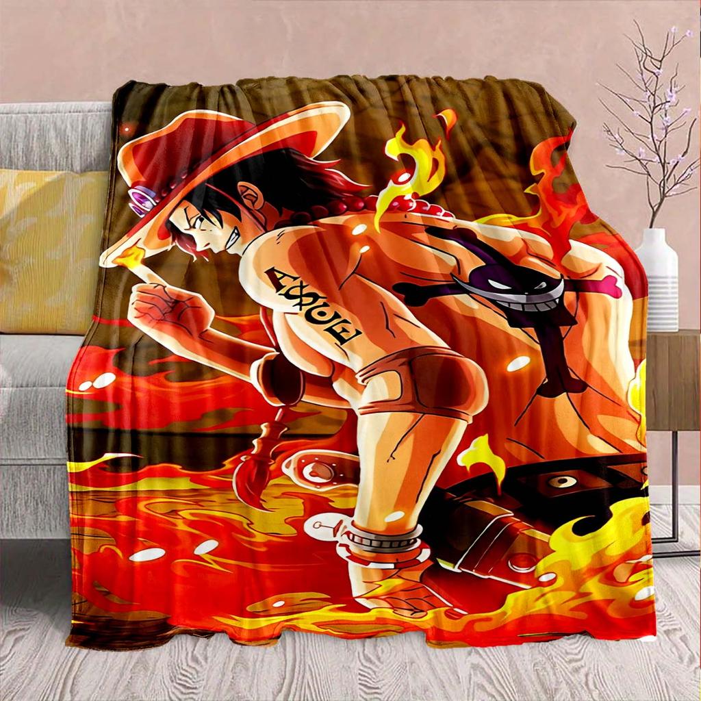 One Piece Anime Flannel Blanket - Soft Warm Perfect for Sofa, Bedding Camping Travel Office Home Decor -QJY