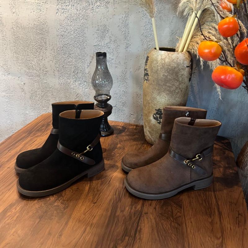 Vintage Maillard Western Cowboy Boots Autumn and Winter New Locomotive Short Boots Women's Casual Versatile Martin Boots Children