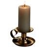 Vintage Metal Pillar Candle Holder Curved C Handle, Bronze & Matte Black Candlestick with Wax Catching Tray for Home Table