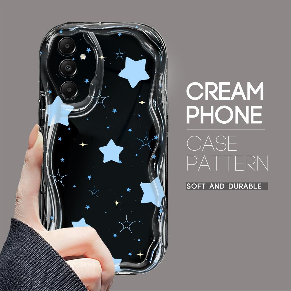 Cute Cartoon Pattern Cream Texture Casing Wavy Edge Soft Silicone Cover Phone Case for Samsung