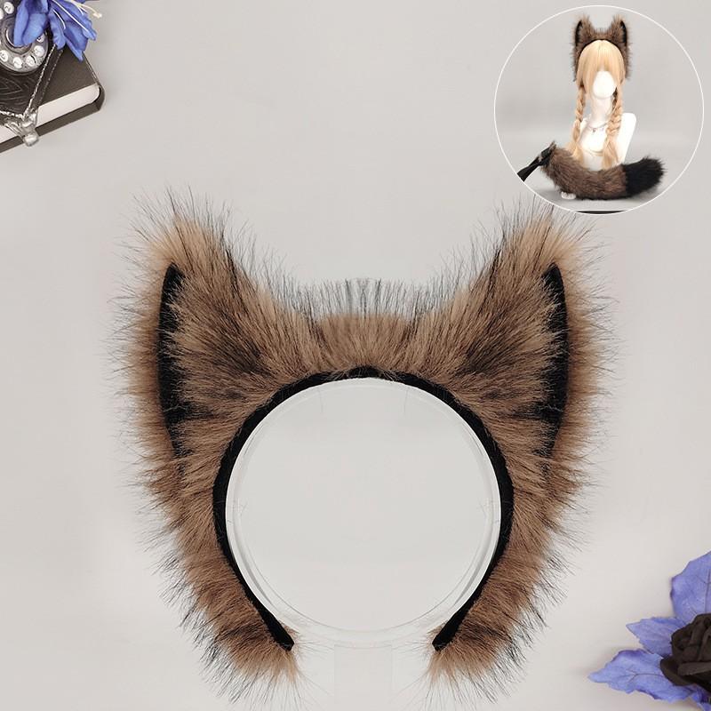 Halloween Werwolf Cosplay Set: Plüsch Wolfsohren Stirnband Schwanz Handschuhe Beinstulpen - 6-teiliges Kostümzubehör-Set