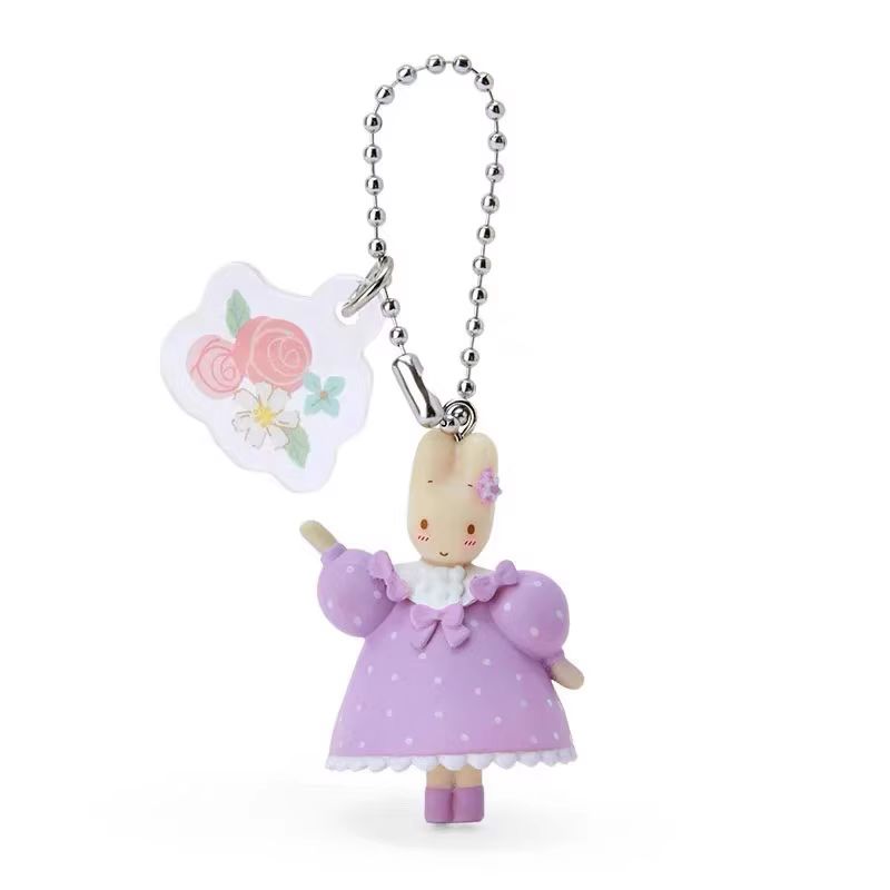 New product in stock Jasmine Rabbit Doll Pendant Acrylic Hanging Tag Blind Box Keychain French Floral Afternoon Tea Rabbit