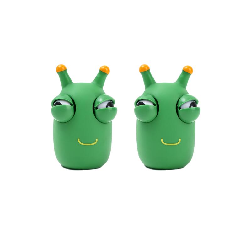 Funny Grass Worm Pinch Toy Novelty Eye Popping Worm Squeeze Toy Squeeze Green Eye Bouncing Worm Toys 3D Grass Worm Toy
