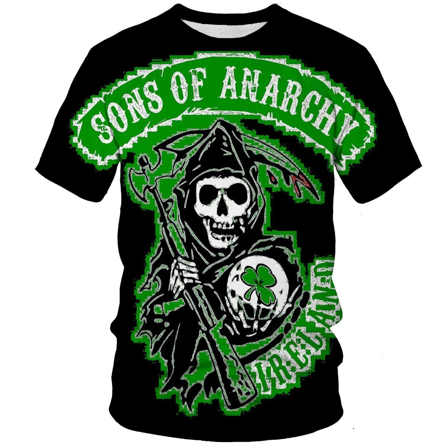 WowClassic 3D Sons of Anarchy TV-serie Grafisch Bedrukte T-shirts Casual Korte Mouw Heren T-shirts - Zachte Medium Stretch Stof Zomer Relaxed Fit Kleding XL