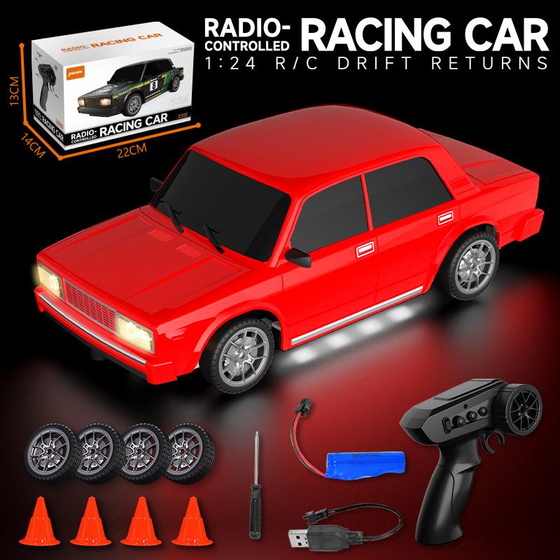 Generic 1:24 Rc Drift Remote Control Car 4Wd Racing Vehicle With Replaceable Tires Stepless Speed Control Plaything For Young Boys Girls