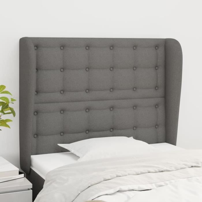 VidaXL Headboard with Ears Dark Grey 103x23x118-128 Cm Fabric3118381