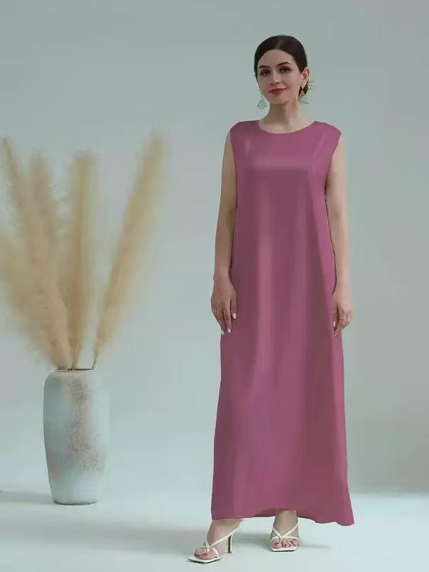 2025 Solid Color Loose Sleeveless Long Dress - European & American Style