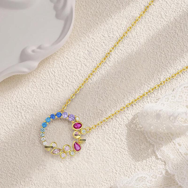 European & American S925 Sterling Silver Zircon Circle Necklace – Personalized Clavicle Chain Accessory