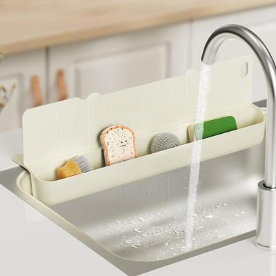 Garde-éclaboussures d'évier en silicone avec design étanche et anti-éclaboussures, égouttoir et plateau de rangement pour la vaisselle et les ustensiles de cuisine
