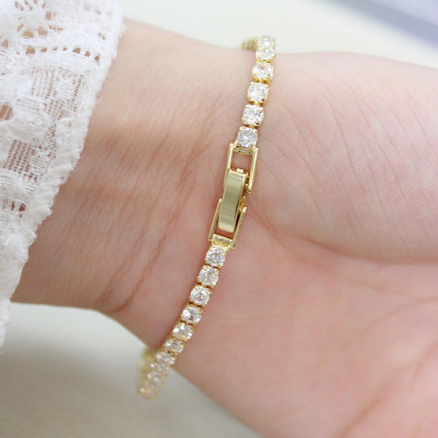 Women's Zircon Bling Hip Hop Bracelet - Electroplated Round Tennis Bangle