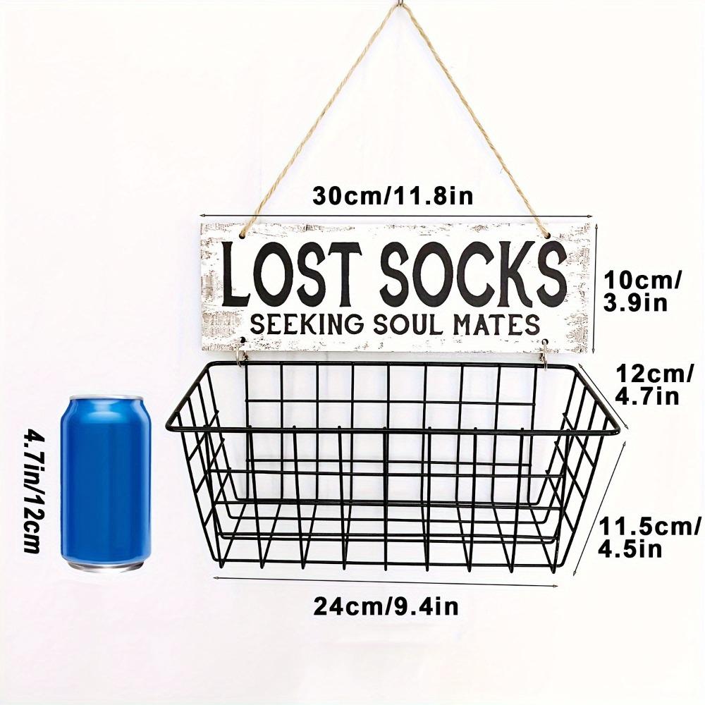 Iron Grid Socks Storage Basket Wall Mounted Lost Socks Container Hollow Metal Storage Rack  Closets