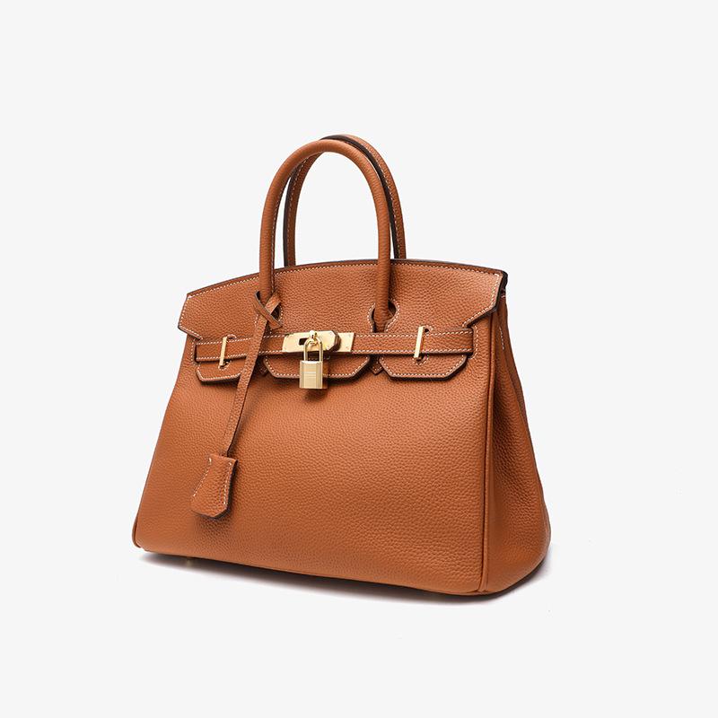 Damenhandtasche TOGO-Leder erste Schicht Rindsleder Platin-Tasche Schulter-Umhängetasche Handtasche Große Kapazität Pendler Vielseitig Freizeit-Tasche