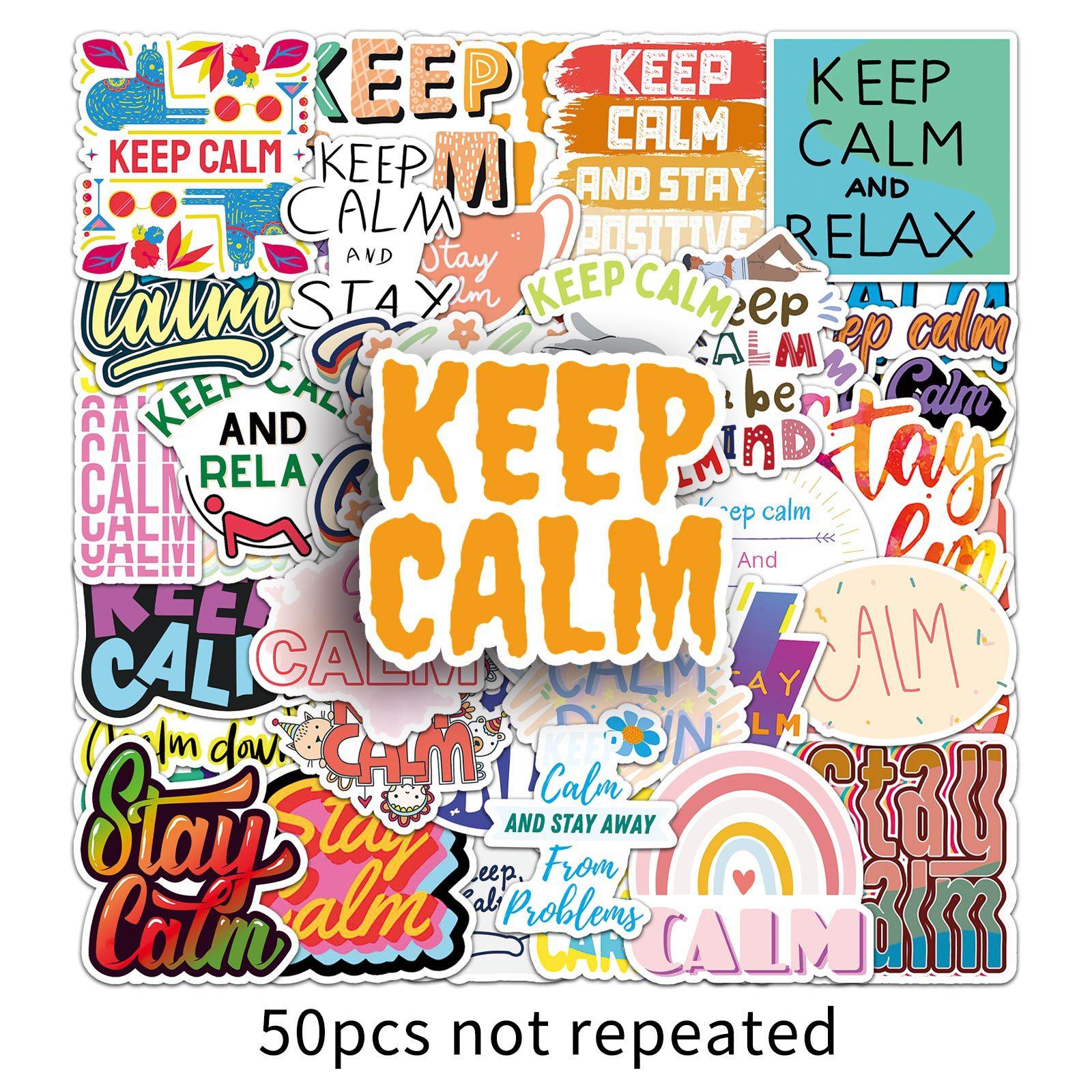 

50 картинок Сохраняй спокойствие Английские короткие предложения Граффити Наклейки Персонализированные Декоративные Декоративные Наклейки на чашку для воды Чехол для мобильного телефона