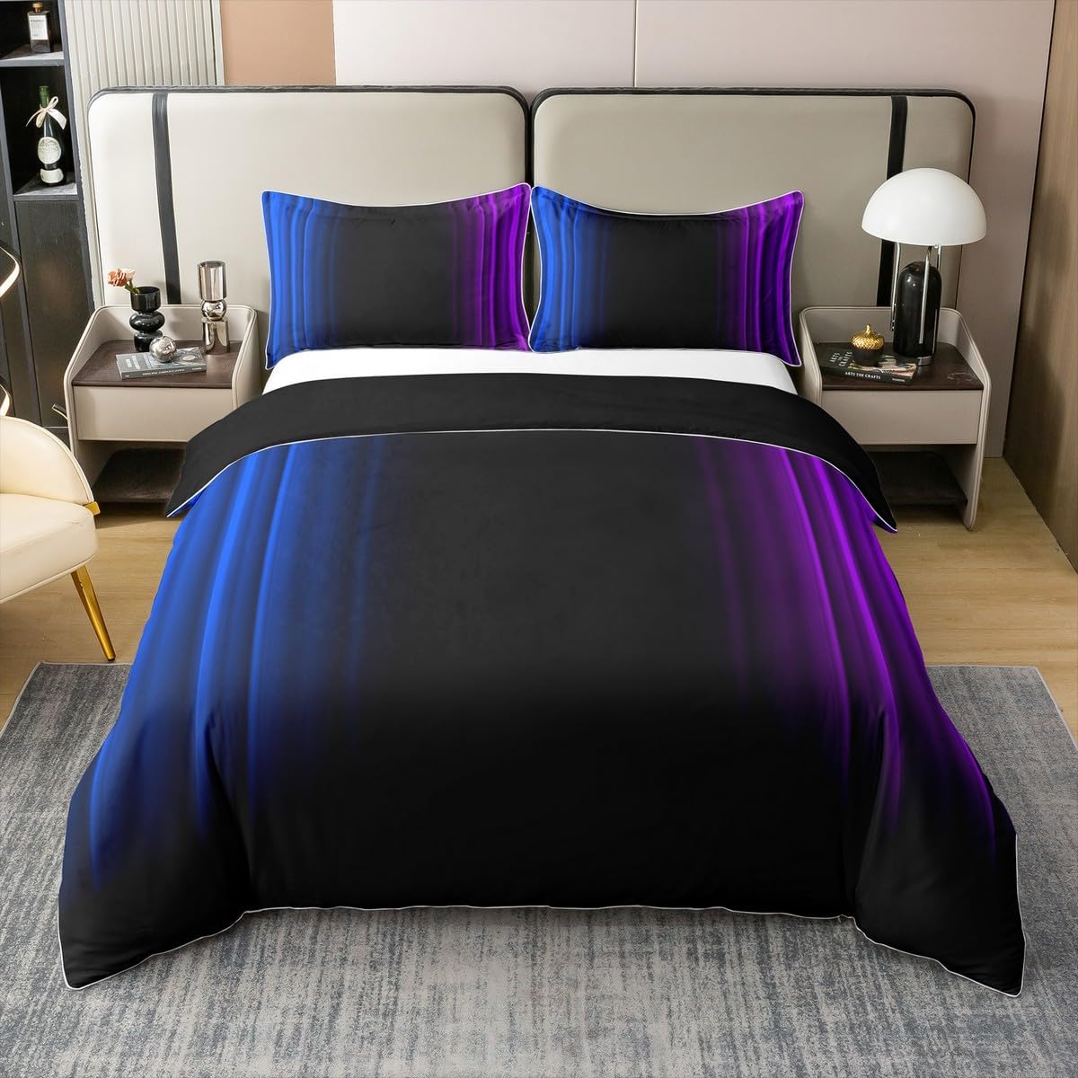 

Colorful Gradient Duvet Cover Queen King Size Green Purple Cyan Bedding Set 3-Piece Set Suitable For Kids Boys Girls Teenagers EU Single(135x200cm)